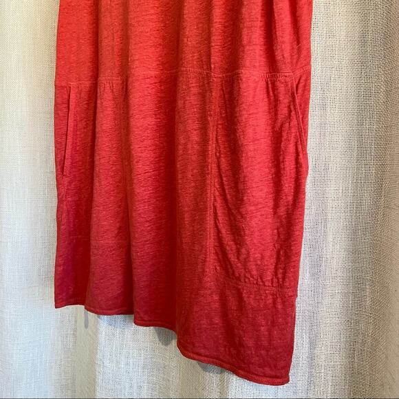 Eileen Fisher Red Orange Linen Short Sleeve T-shirt Dress XS - Picture 3 of 9